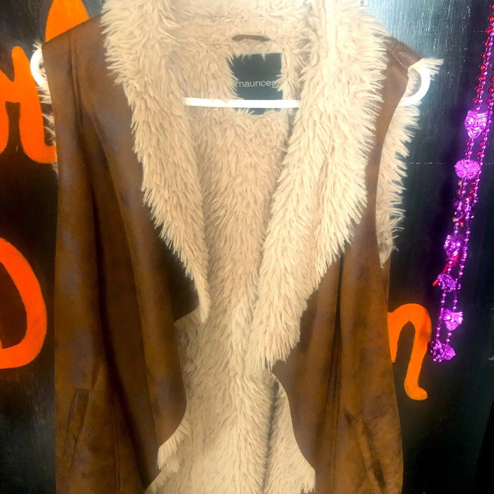 Maurices faux leather and fur vest